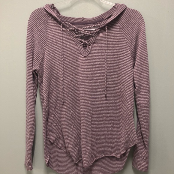 American Eagle Plush Lace-Up Hoodie - Picture 1 of 3